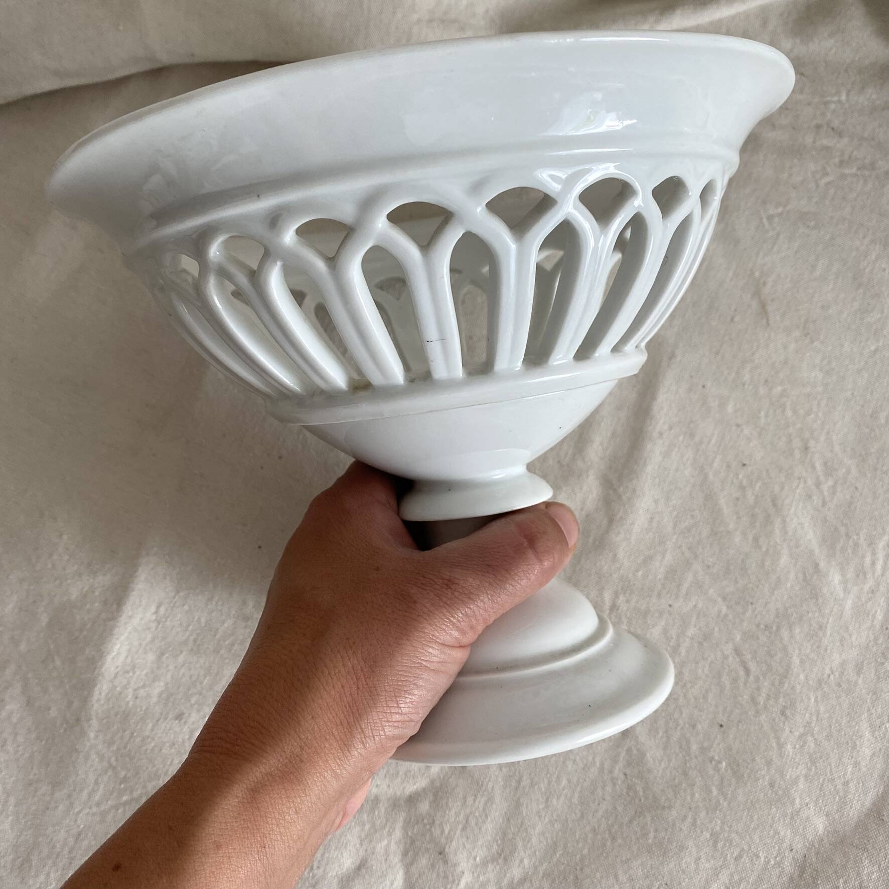 Antique pierced porcelain bowl from the 19th century.