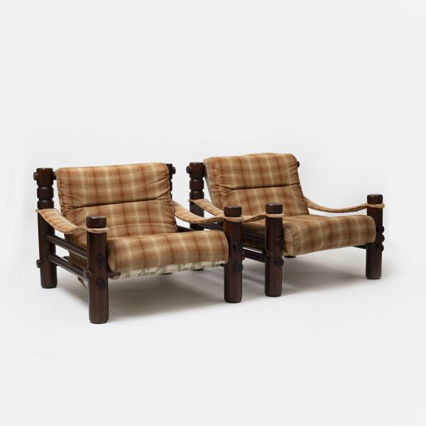 Ensemble de 2 chaises longues et table basse modèle ''Bjorn'' par Aleksander Kuczma, Pologne, années 1970
