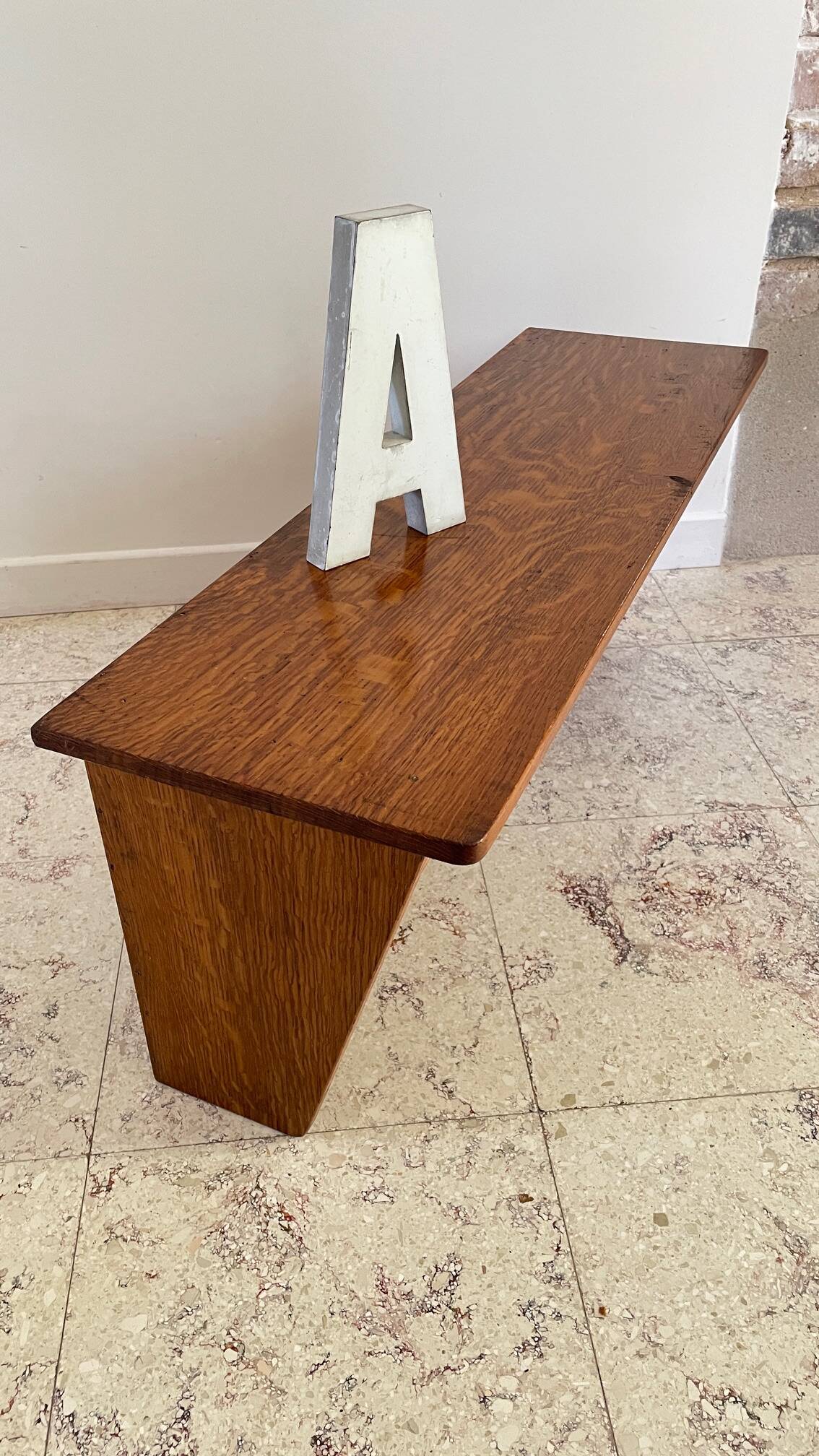 Geometric Wall Shelf Solid Oak Vintage