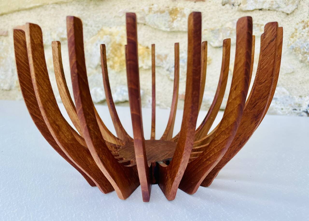 Danish teak and glass centerpiece by Fritz Hansen