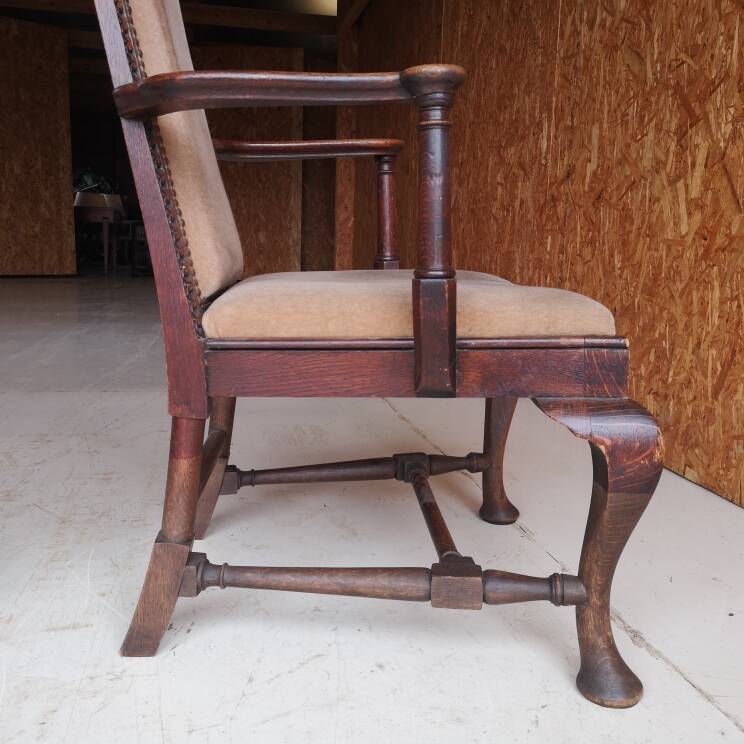 3 fauteuils chippendale en chêne massif, XIXème siècle