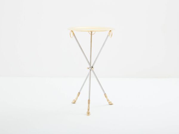 Guéridon laiton acier plateau amovible signé Alberto Orlandi 1970