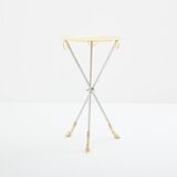 Brass steel pedestal table with removable top signed Alberto Orlandi 1970