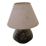 Vintage 1970 Art ceramic bedside lamp Herbarium style