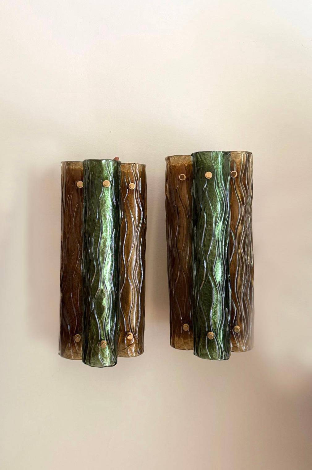 Murano and brass wall sconces