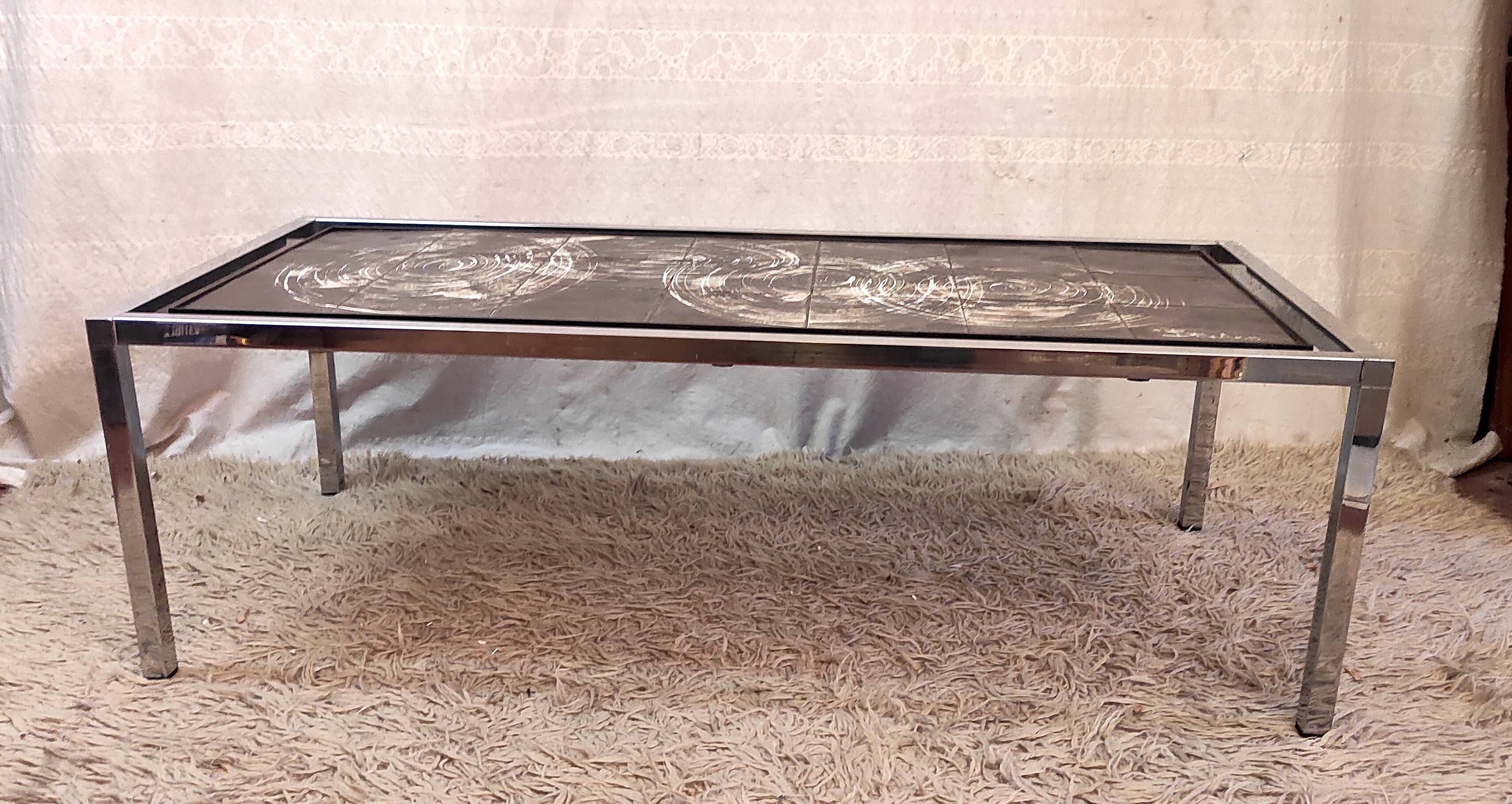 Ceramic and metal coffee table - signed Belarti - 1960s/70s