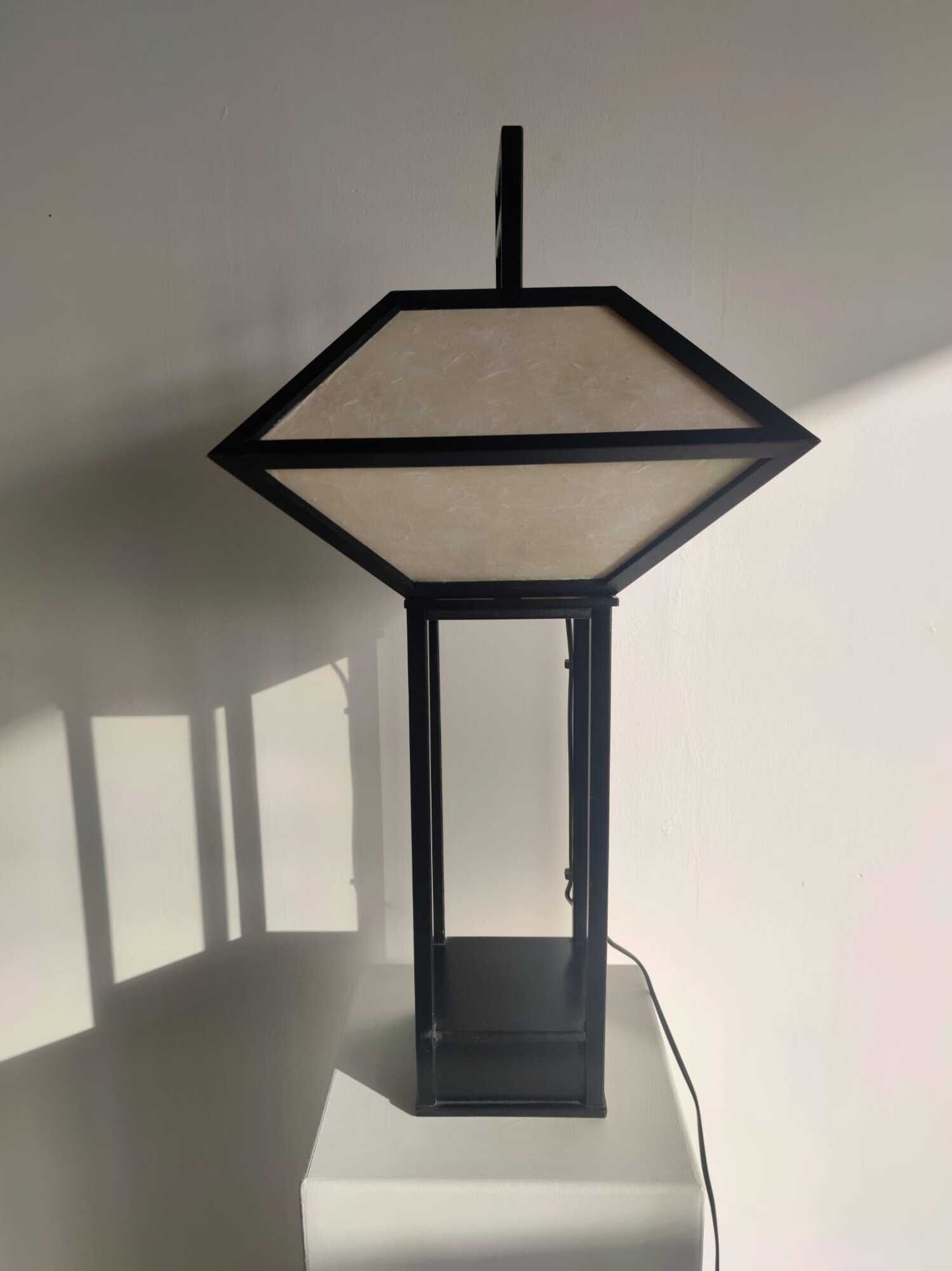 Japanese lamp in black lacquered wood and rice paper H:75cm