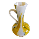 Cristallerie de Clichy White Opaline Pitcher Vase, Handmade in France