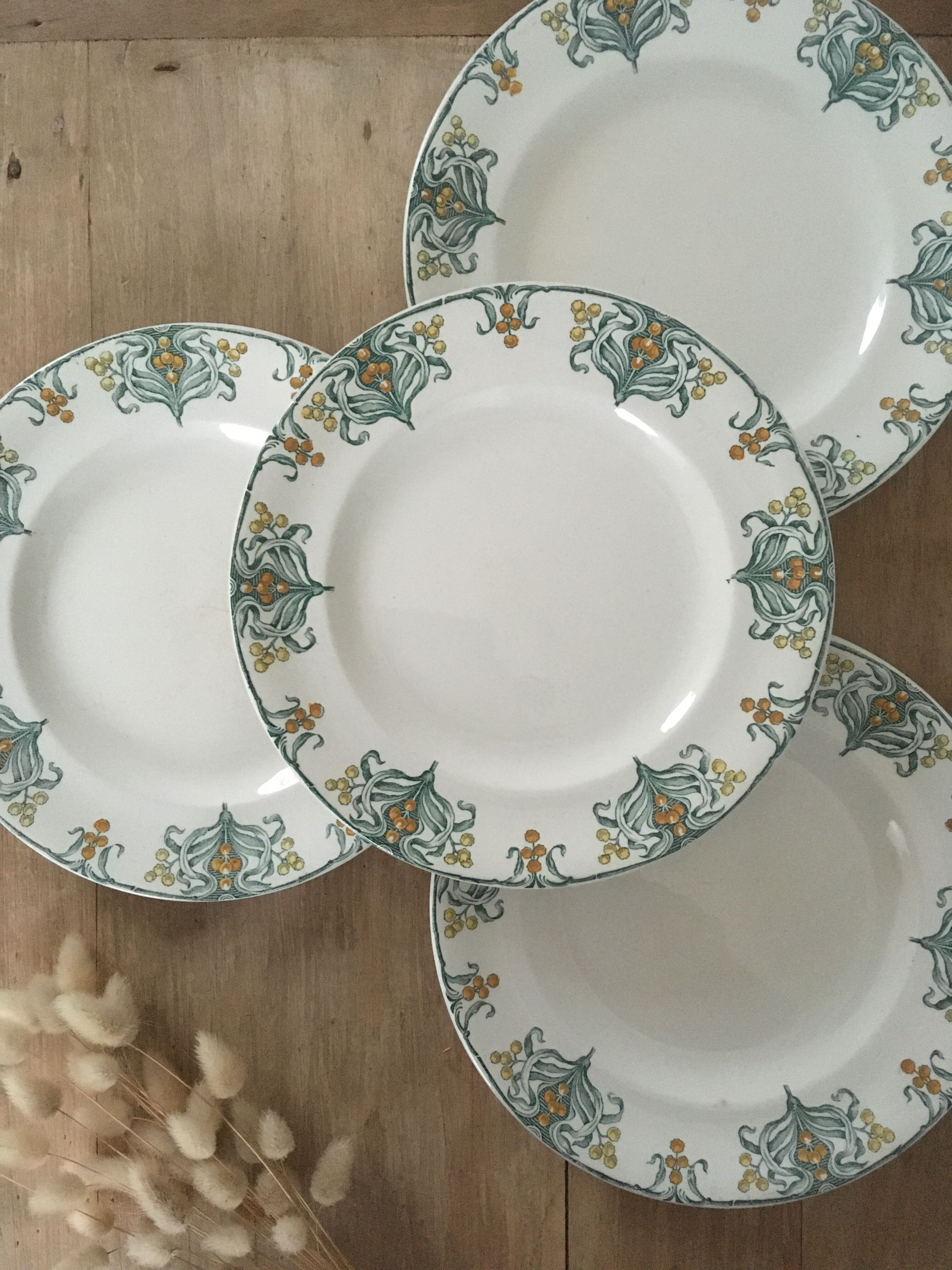 Assiettes plates terre de fer Longwy Mimosa