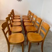 Lot 12 wooden bistro chairs by Horgen Glarus 70s vintage
