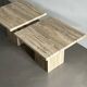 Set of Two Mid-Century Modern Side Tables in Travertine, Urban Wabi Style, Pair