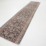 3x12 Persian Navy Blue Runner Rug, 80x378Cm
