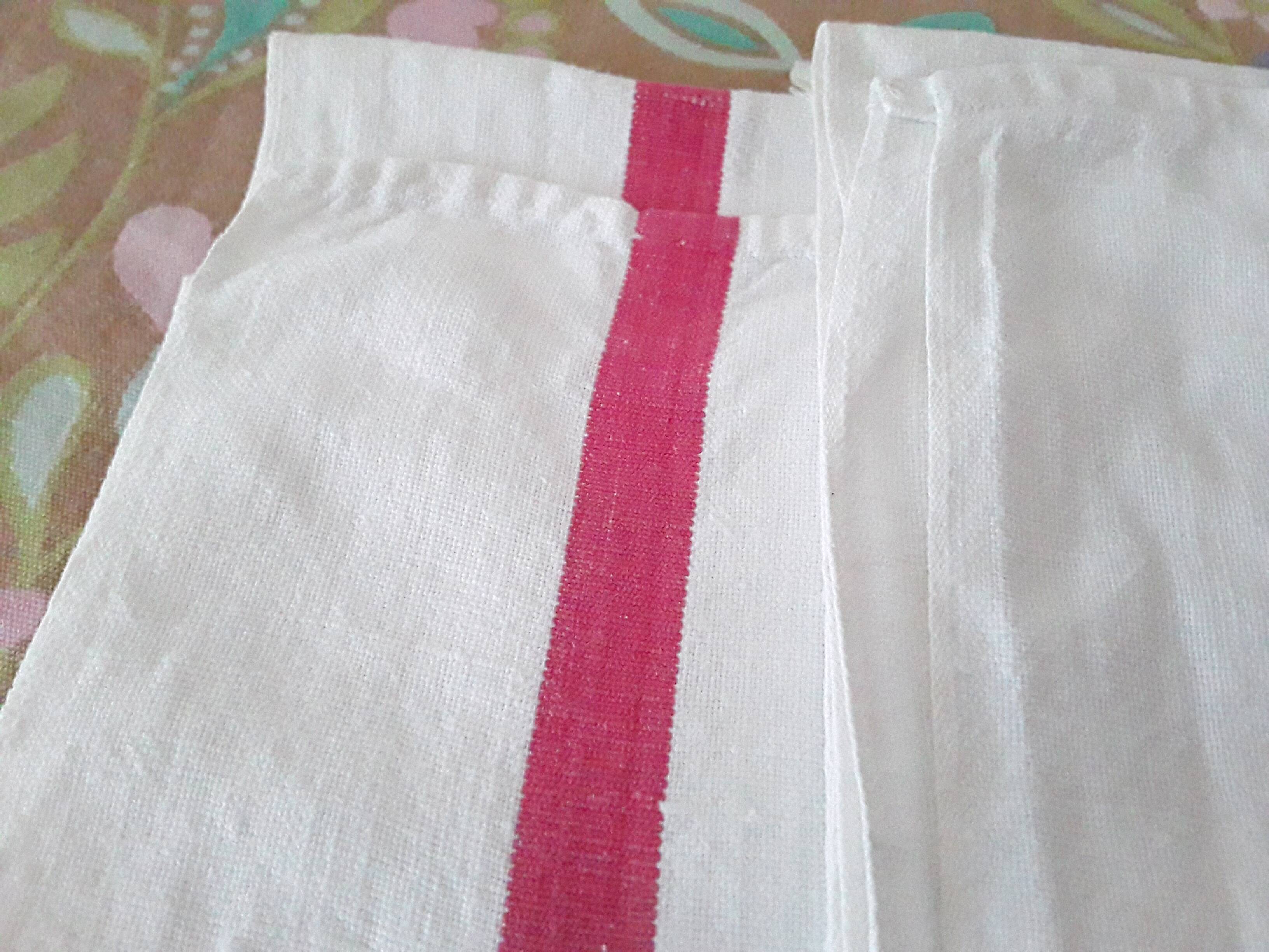 3 old mixed-breed tea towels