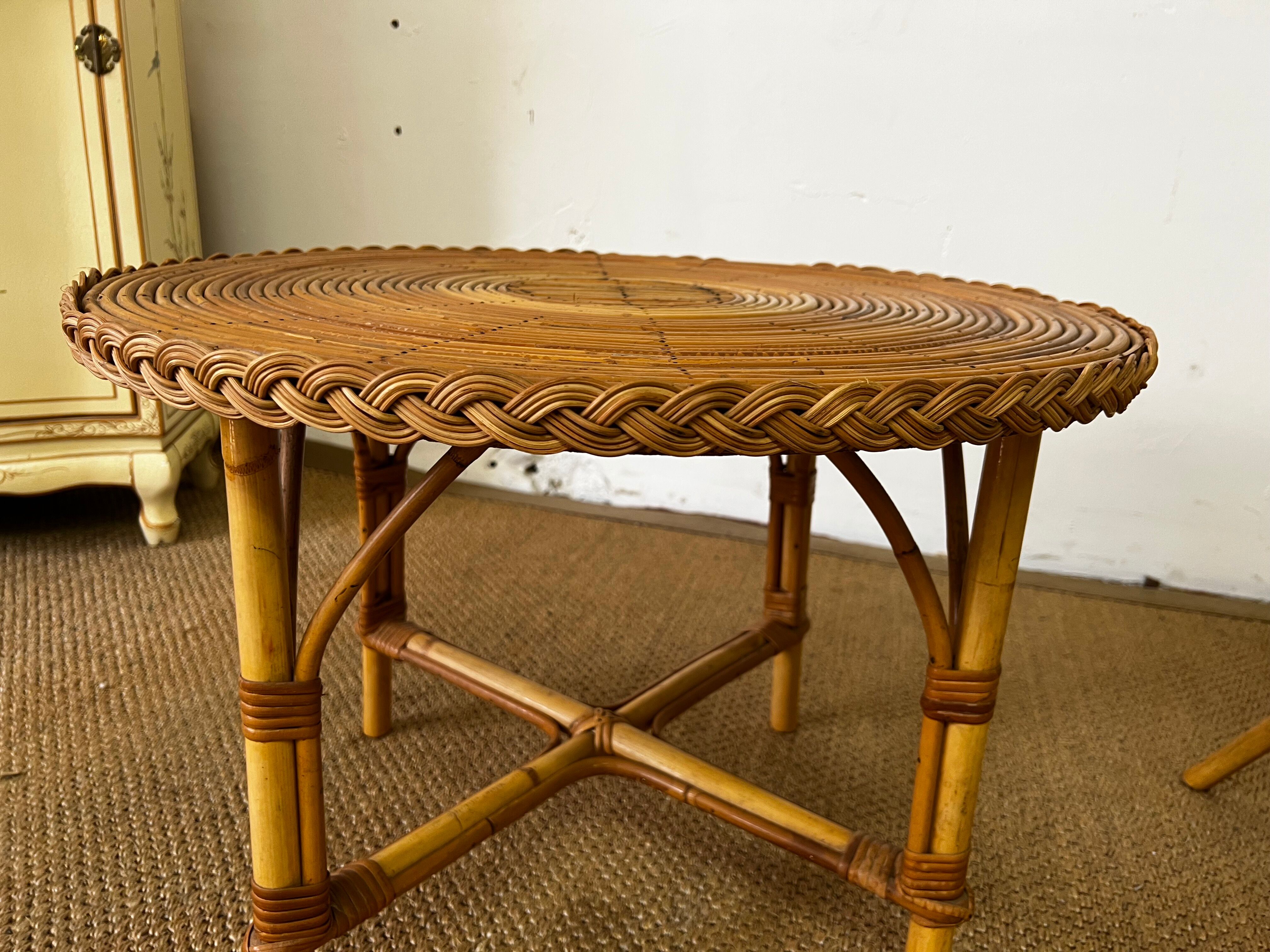 Pair of rattan side tables