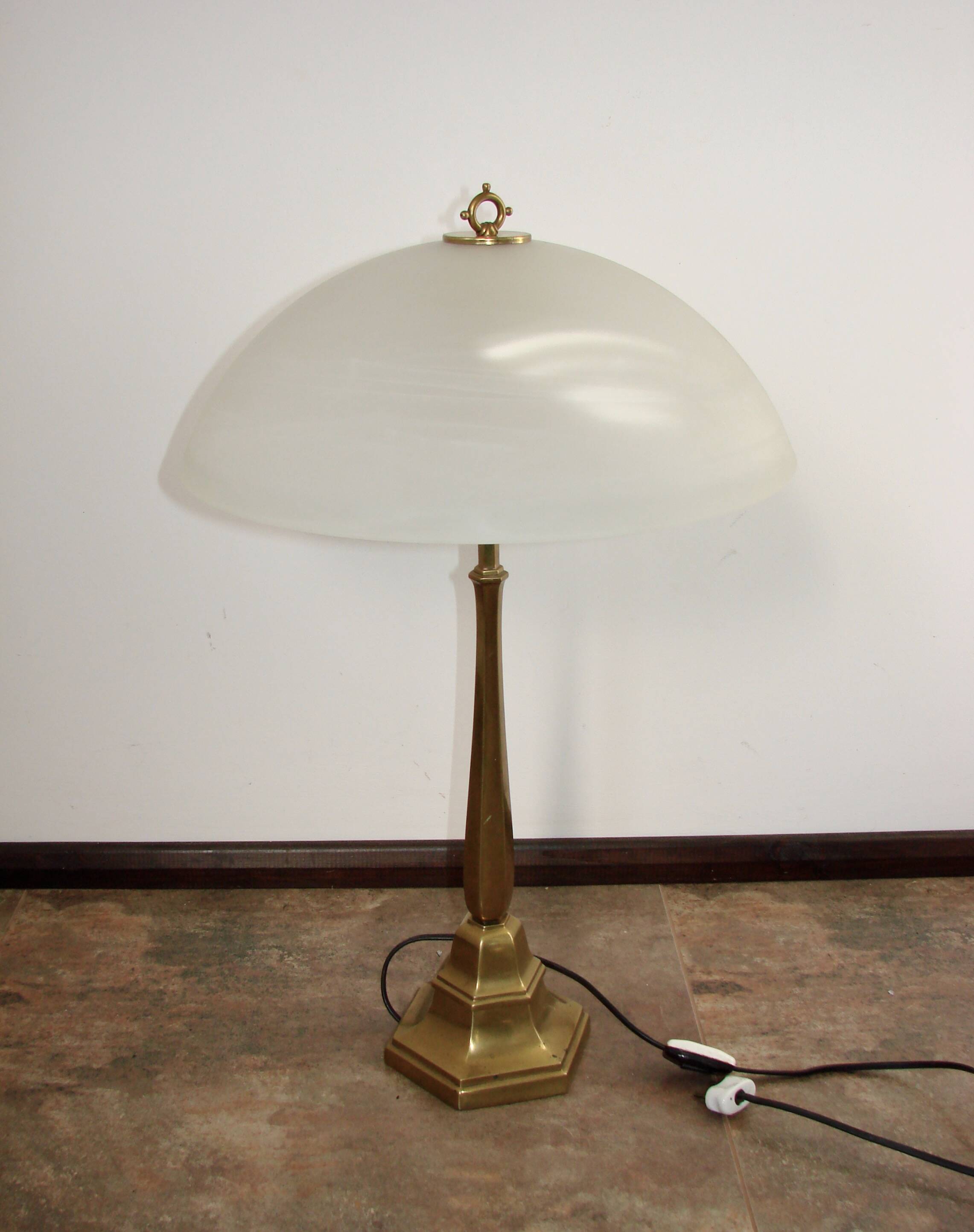 1940s Art Deco brass lamp | 2x E27 | Glass | Vintage