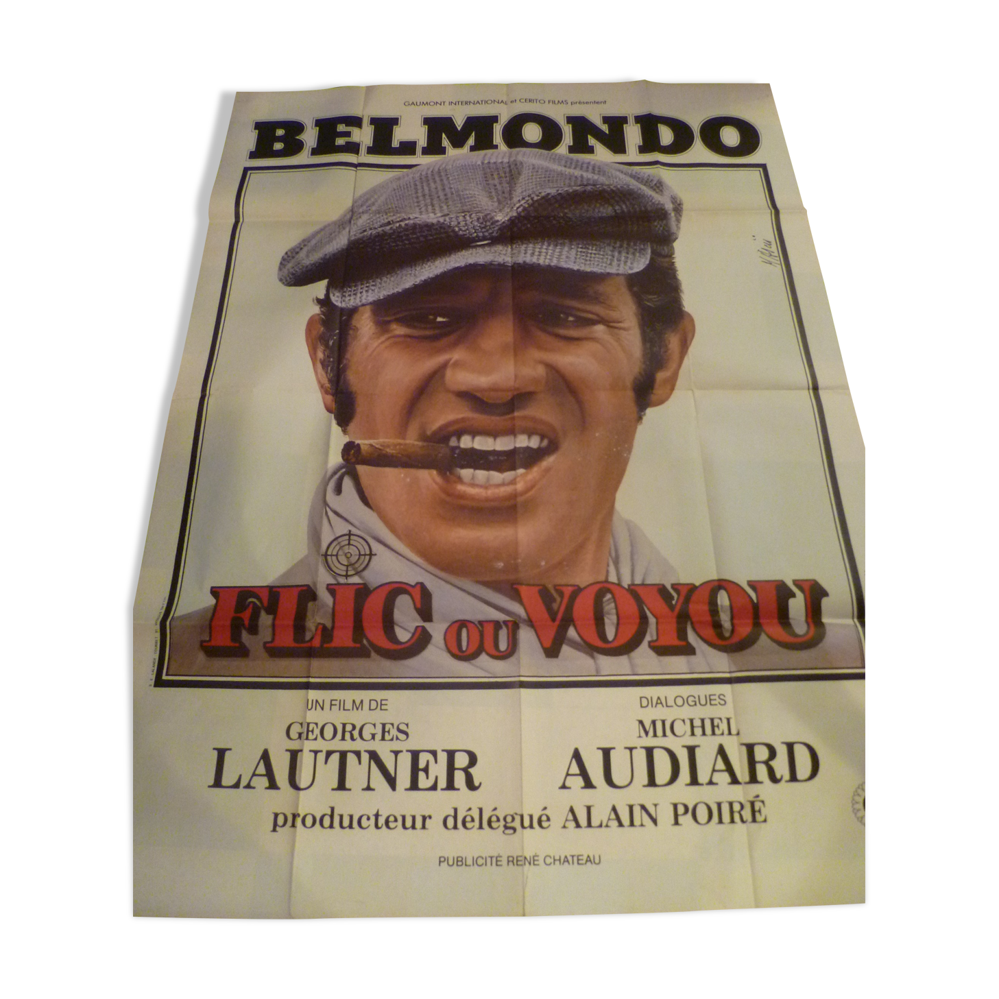 Old cinema poster "cop or thug" with belmondo
