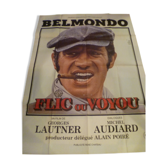 Old cinema poster "cop or thug" with belmondo