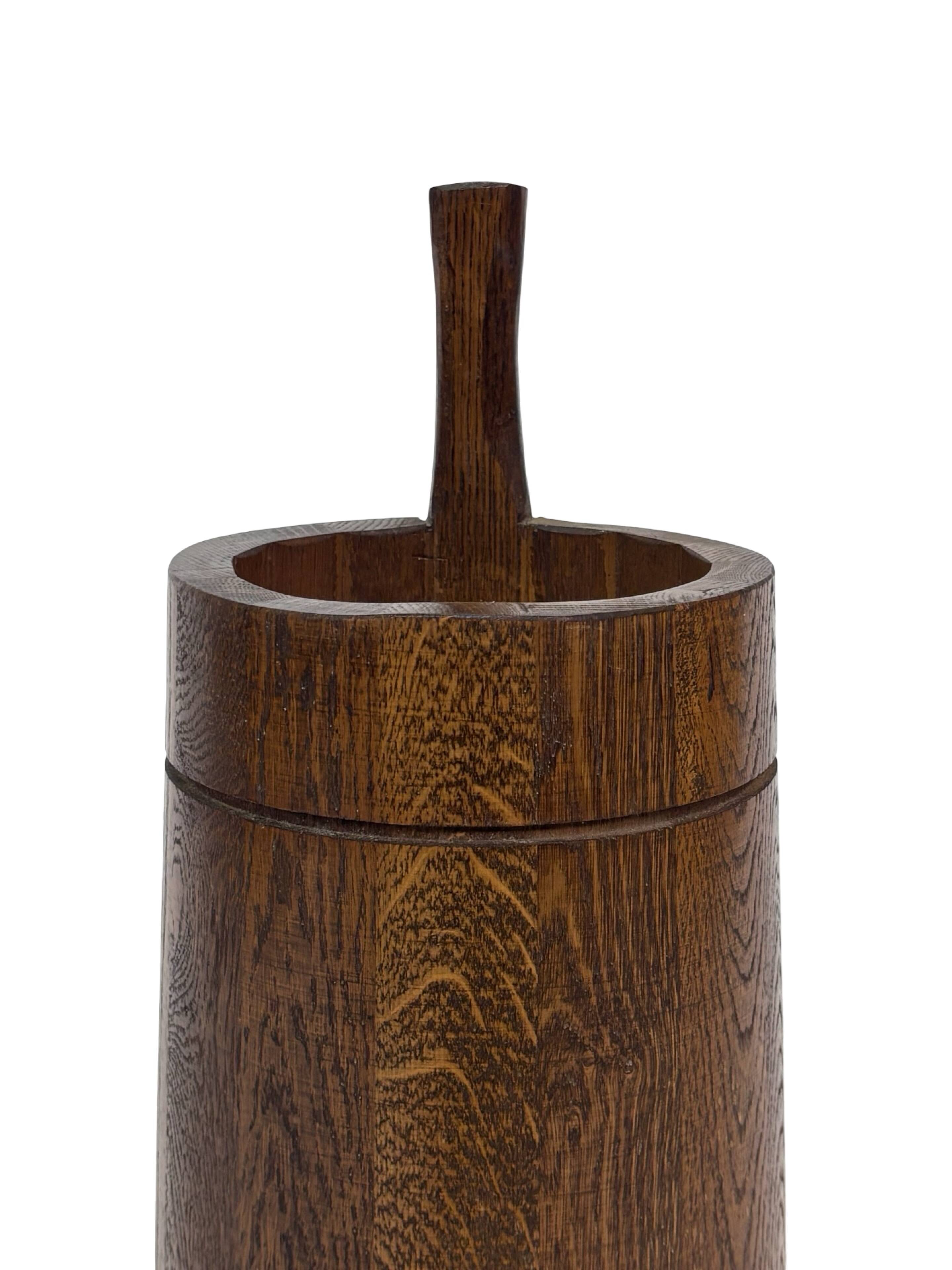 Vintage umbrella stand holder oak basket storage design 60's minimalist