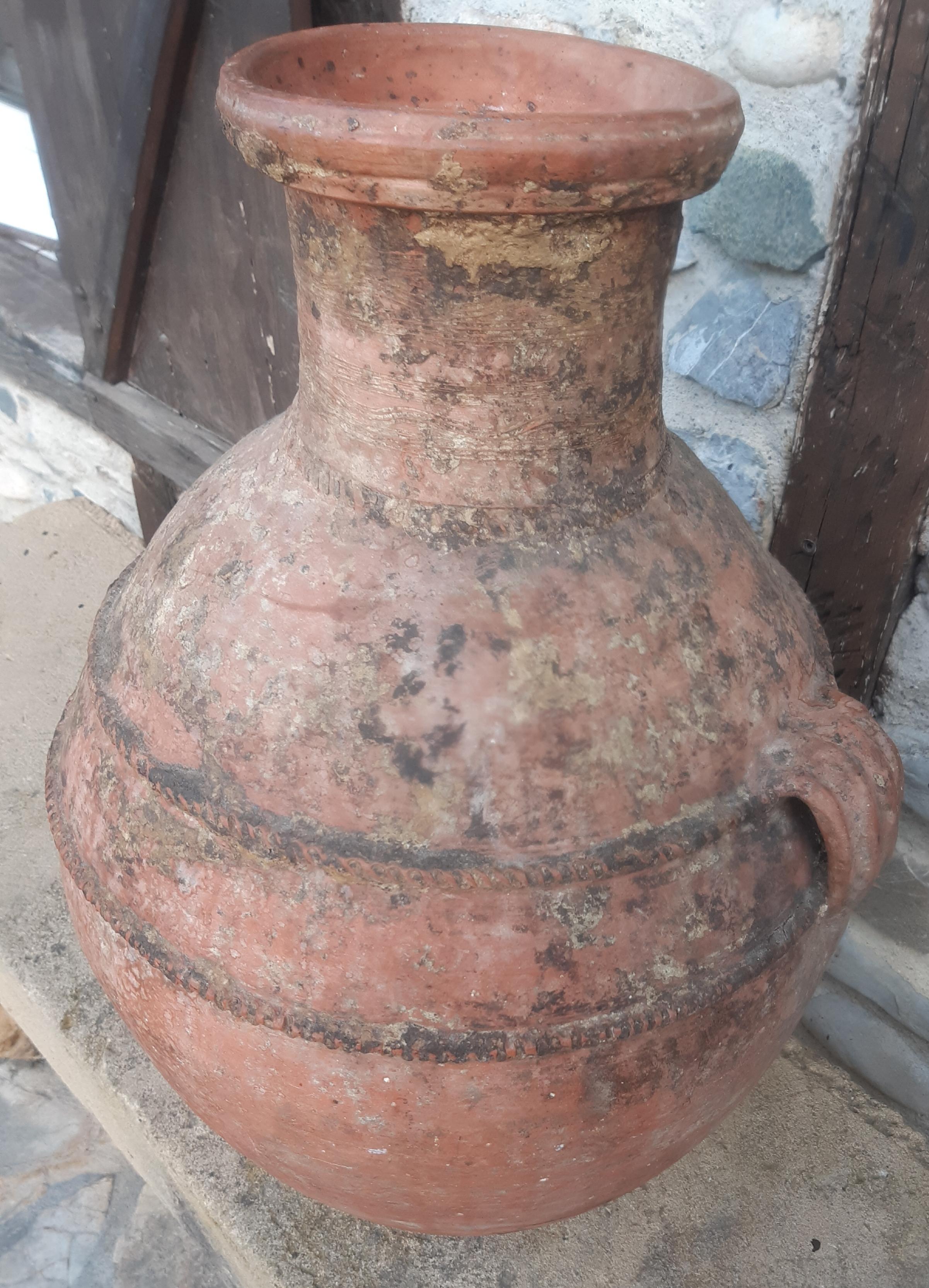Olive jar of the eighteenth century old terracotta pot deco glazed olive tree