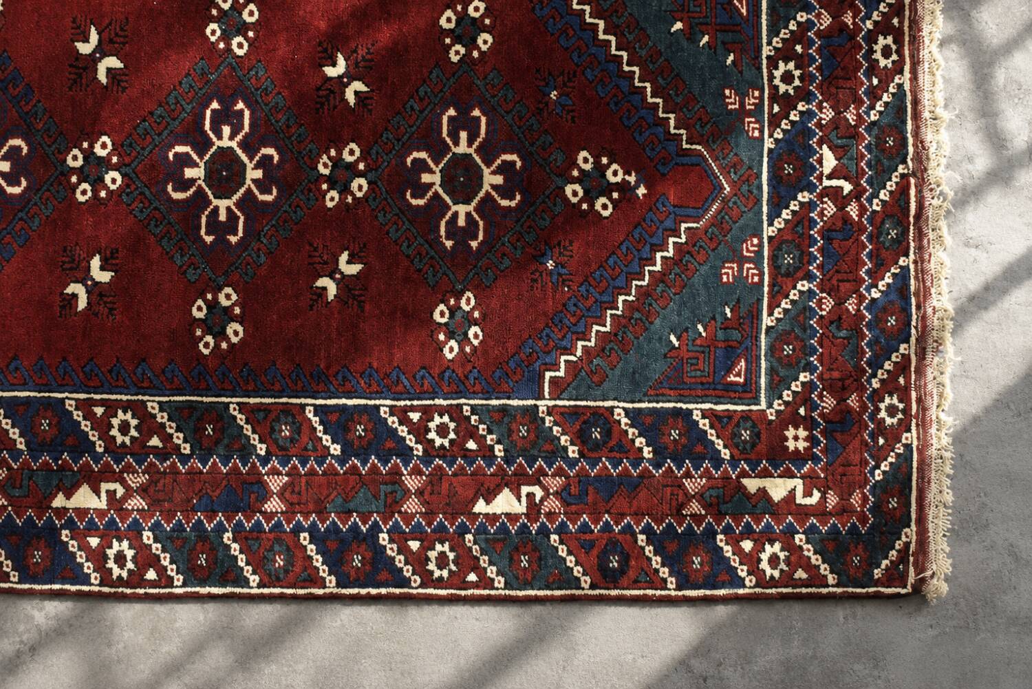 Vintage Red Hand-Woven Oriental Afghan Rug, 1970s