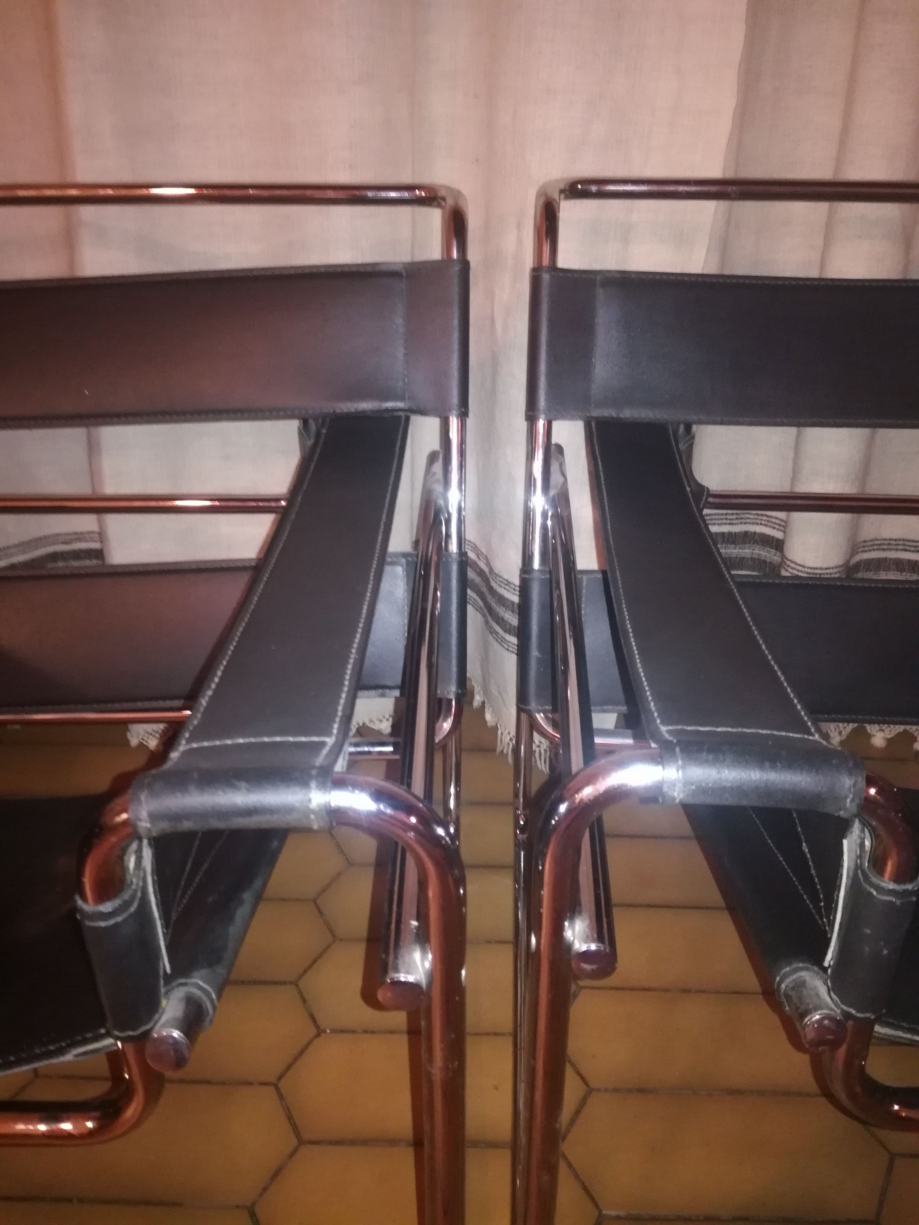 Pair of leather armchairs Breuer model B3