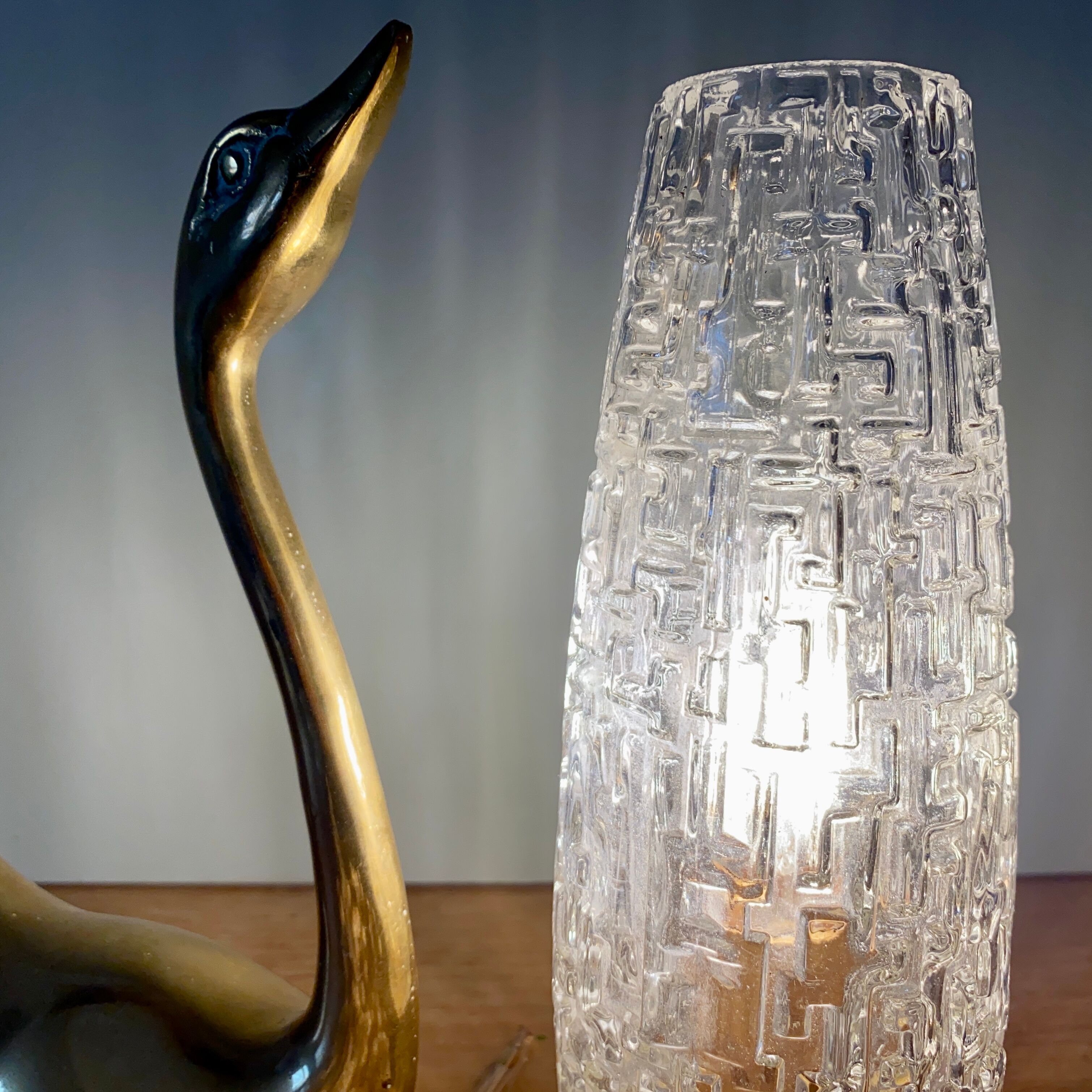 Vintage tulip table lamp in glass