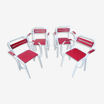 Série de 4 fauteuils Tolix T2