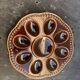 Dish plate for 8 eggs slurry in glazed ceramic brown vintage