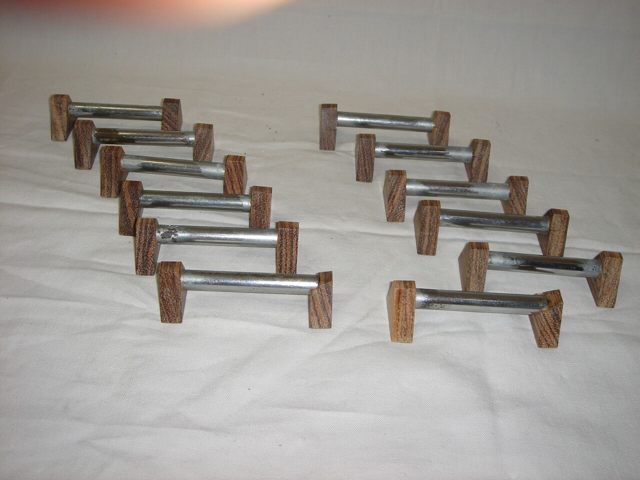 12 knife holder sets from 1960 (wood and aluminum)