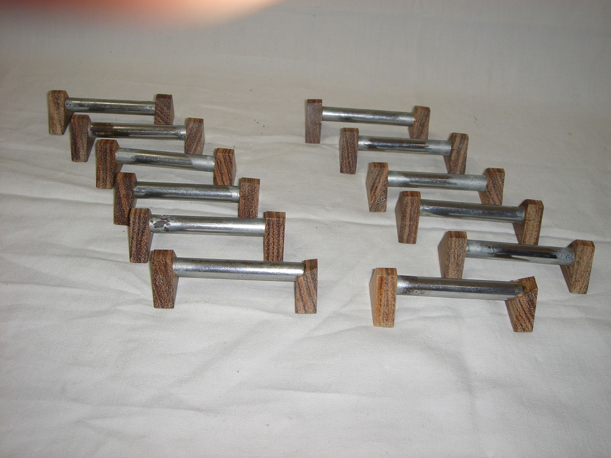 12 knife holder sets from 1960 (wood and aluminum)