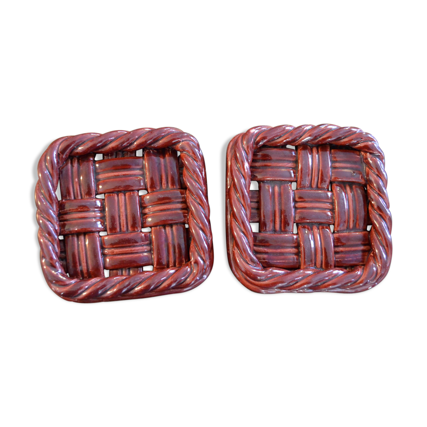 Lot de 2 dessous de plat tressé rouge, Vallauris