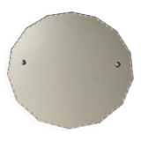 Old round beveled art deco wall mirror