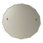 Old round beveled art deco wall mirror