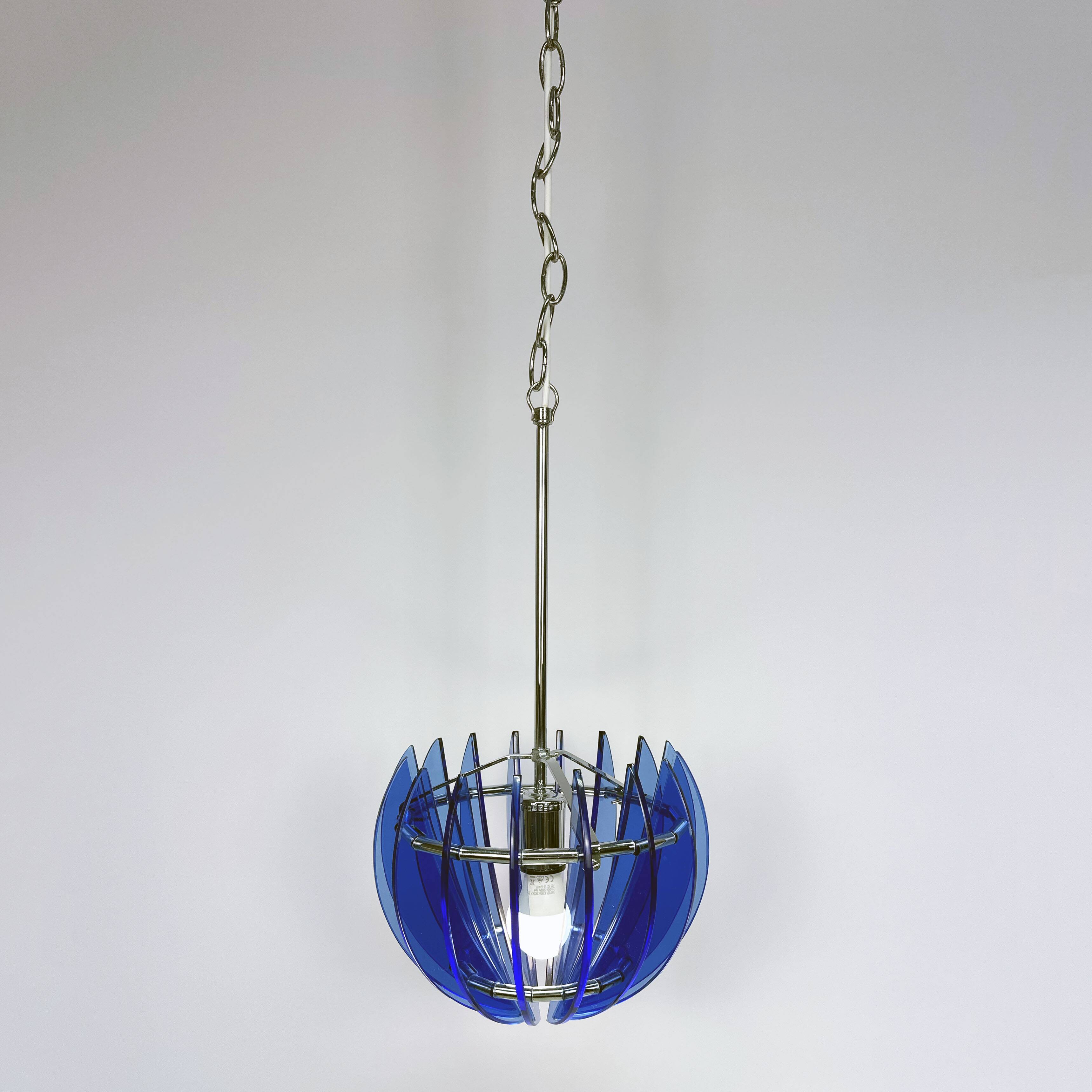 Vintage blue Murano pendant lamp by Veca