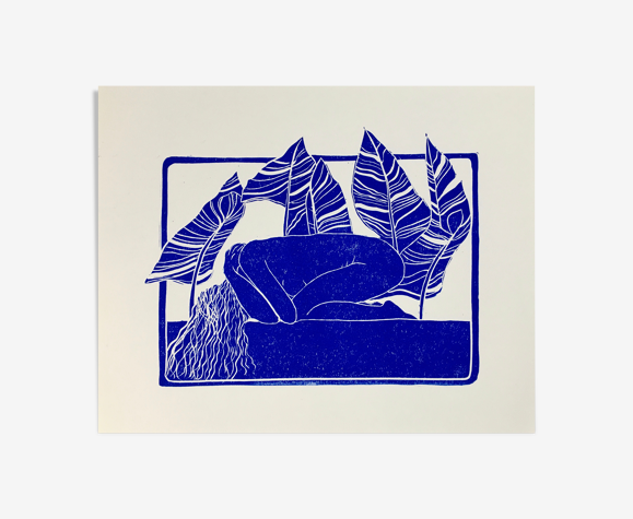 Linogravure, femme