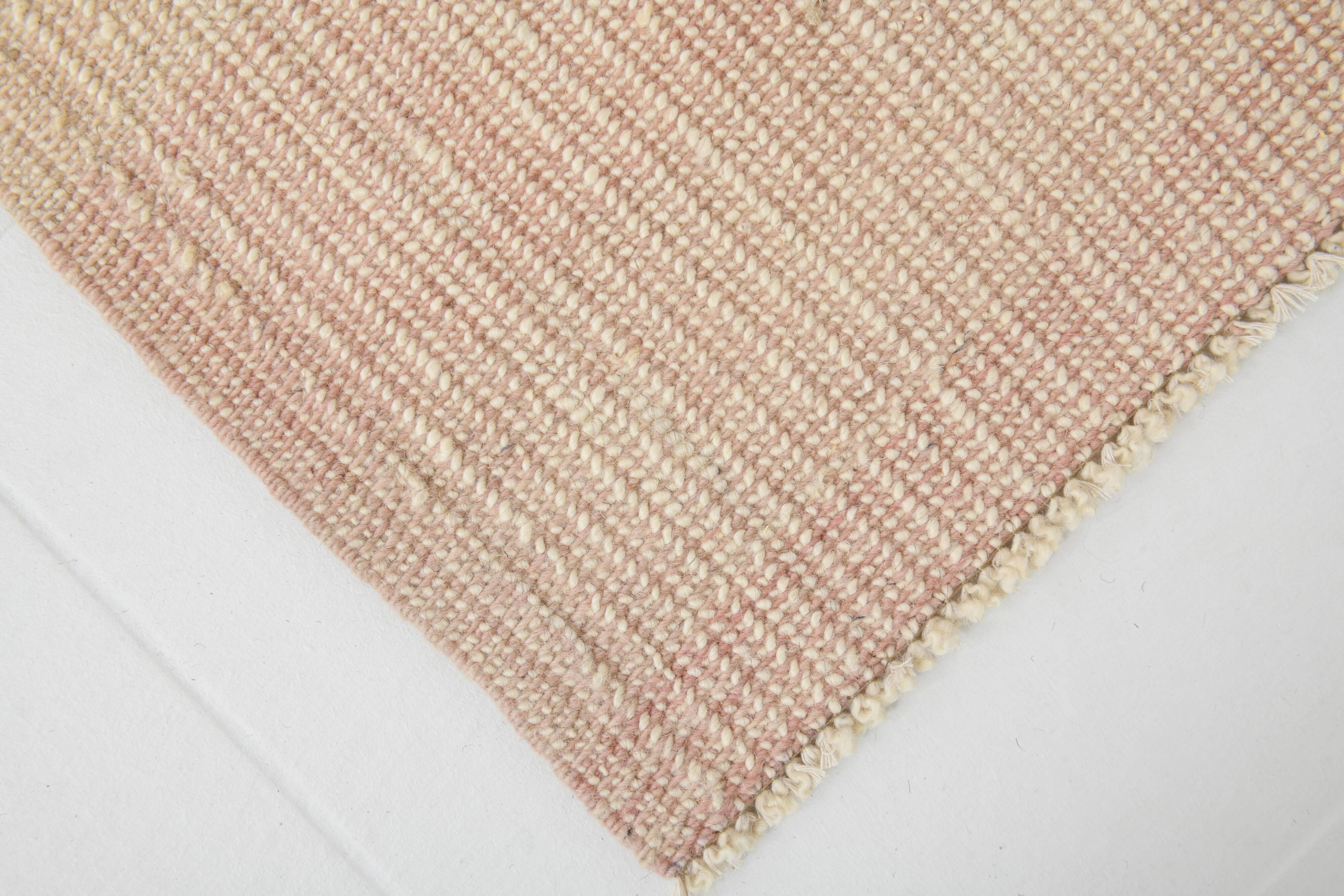 7x10 Light Pink Handmade Wool Jute Kilim Rug, 224x325Cm