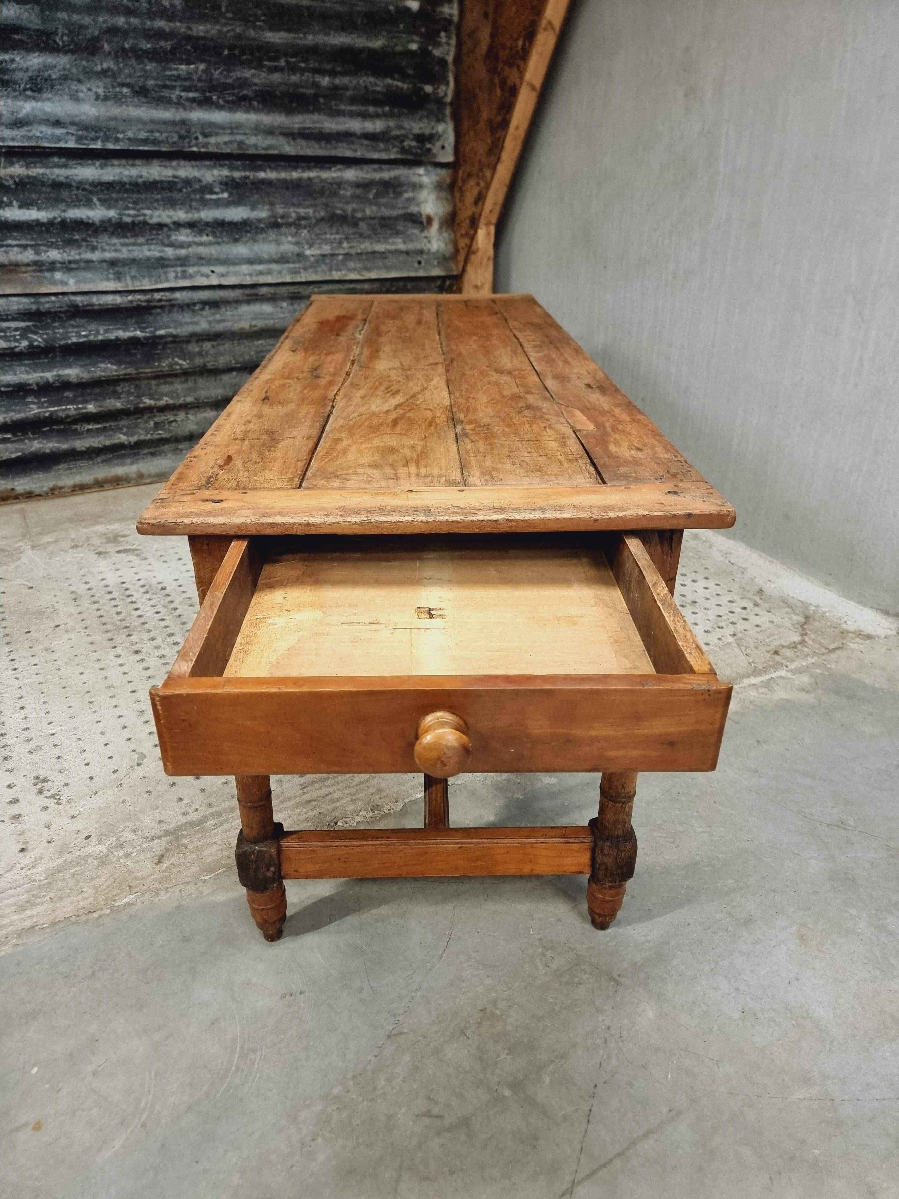 Antique French table farm dining table 19th century 73 x 201 cm