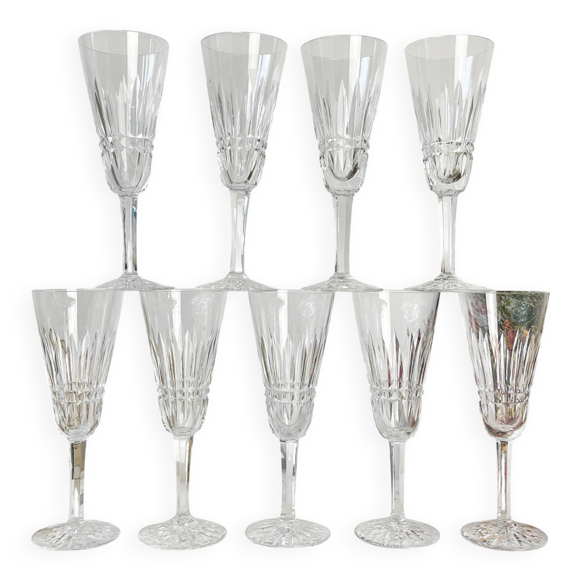 9 cut crystal flutes French