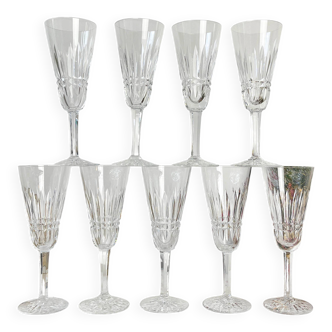 9 cut crystal flutes French