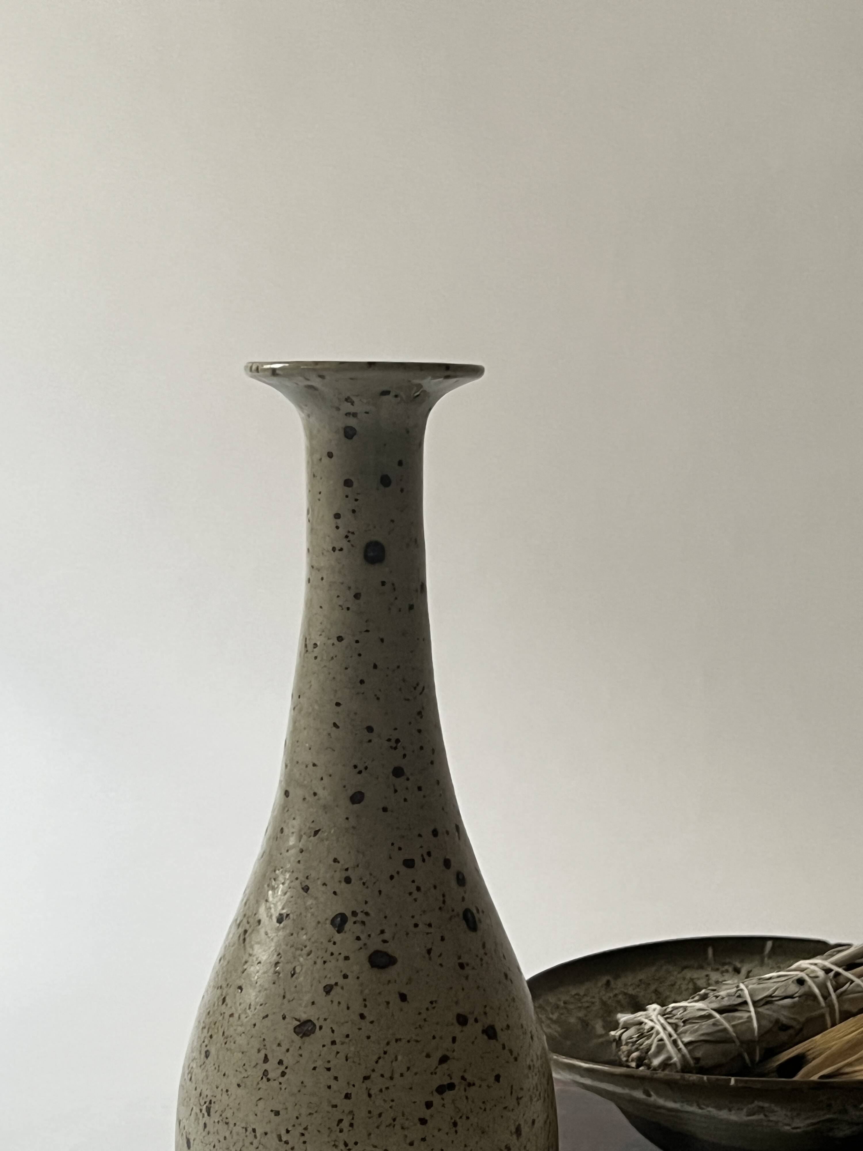 Pear-shaped vase in pyrite stoneware, La borne France 1950
