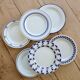 6 mismatched vintage dessert plates - Blue and white porcelain