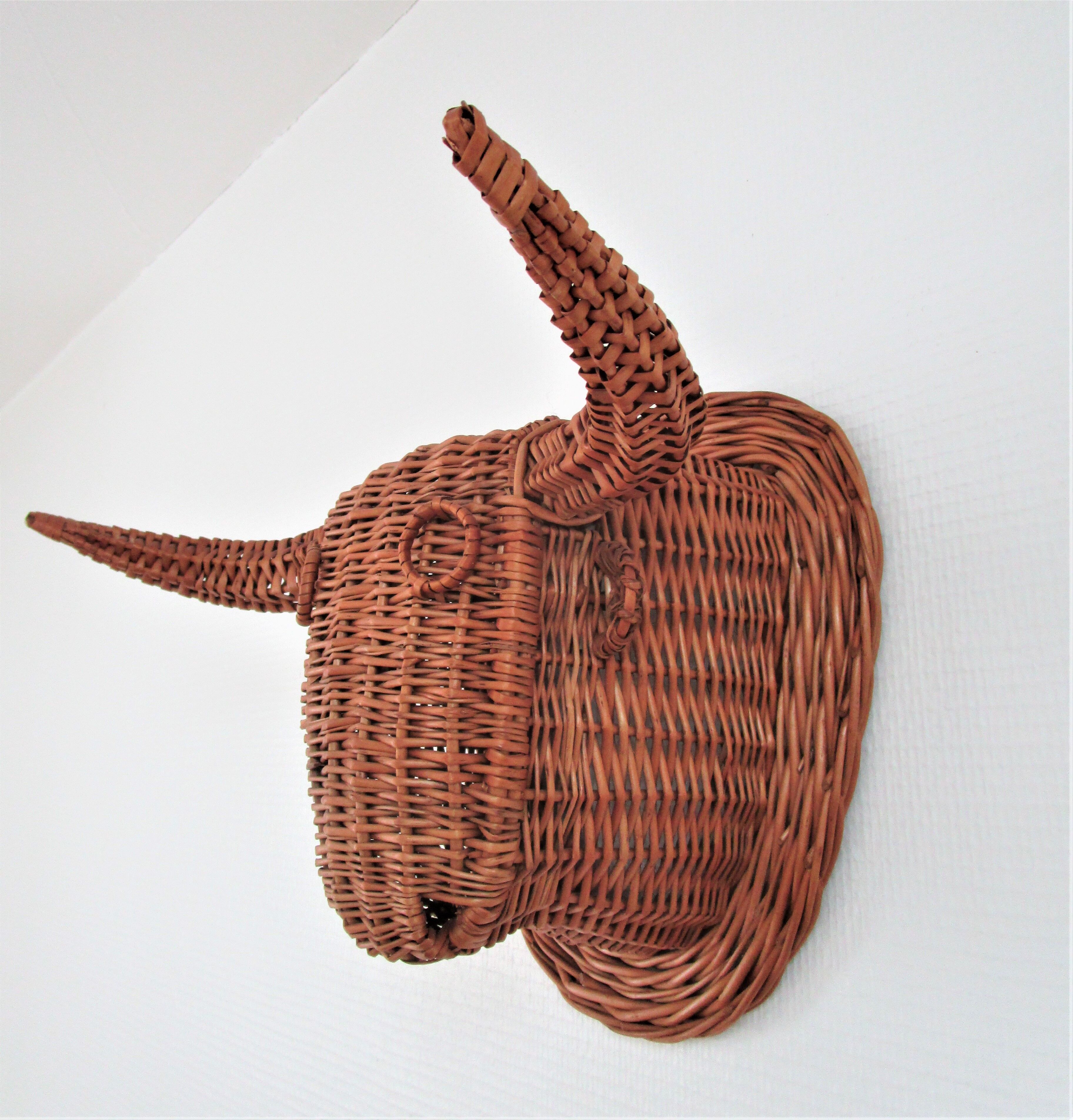 Bull head minotaur wicker vintage 60s-70s