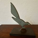 Pair of Swallow Bookends Bronze with Green Patina Art Deco / Herzic