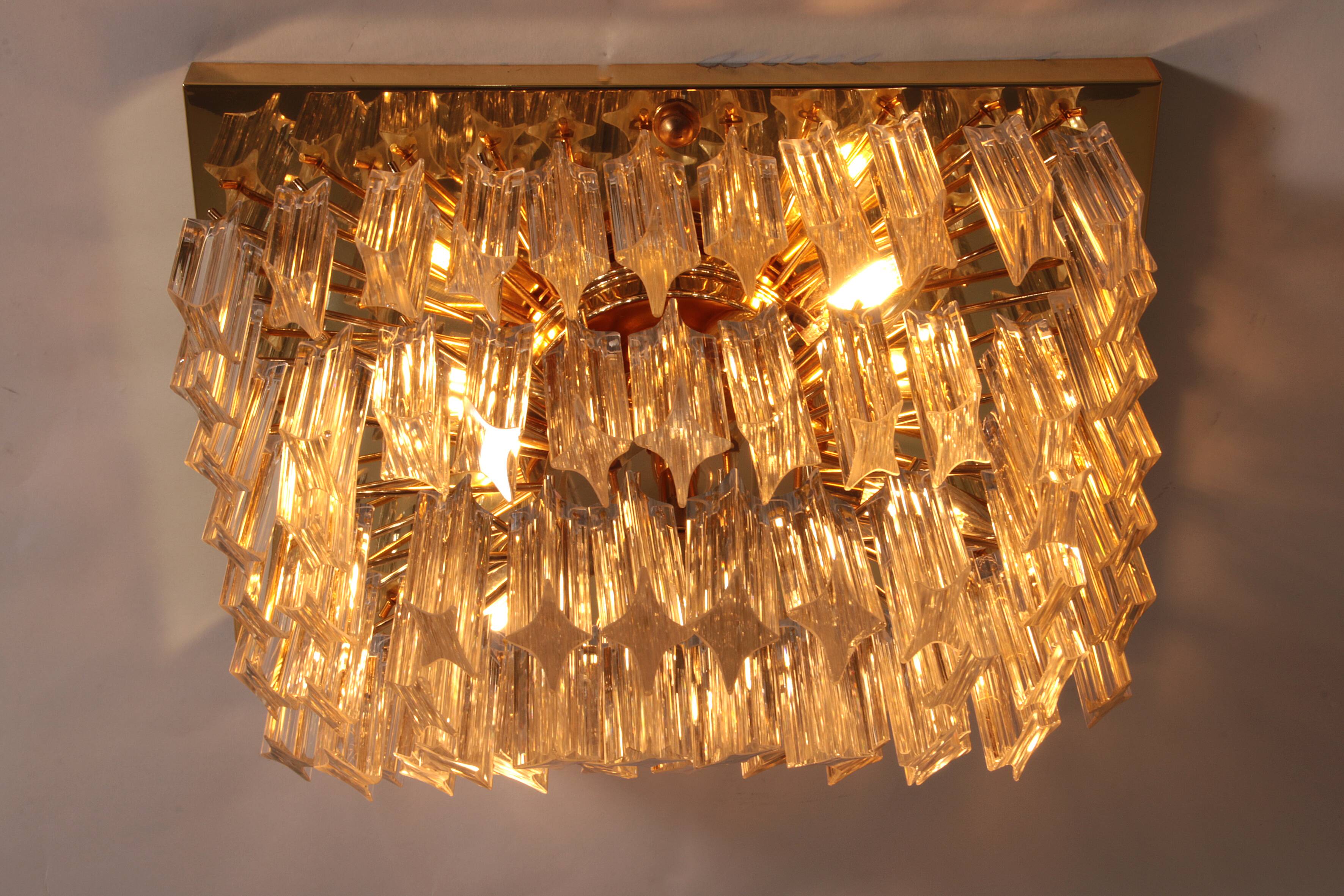 Novaresi Gold Plated Ceiling Lamp CH Serie 1970 Italy