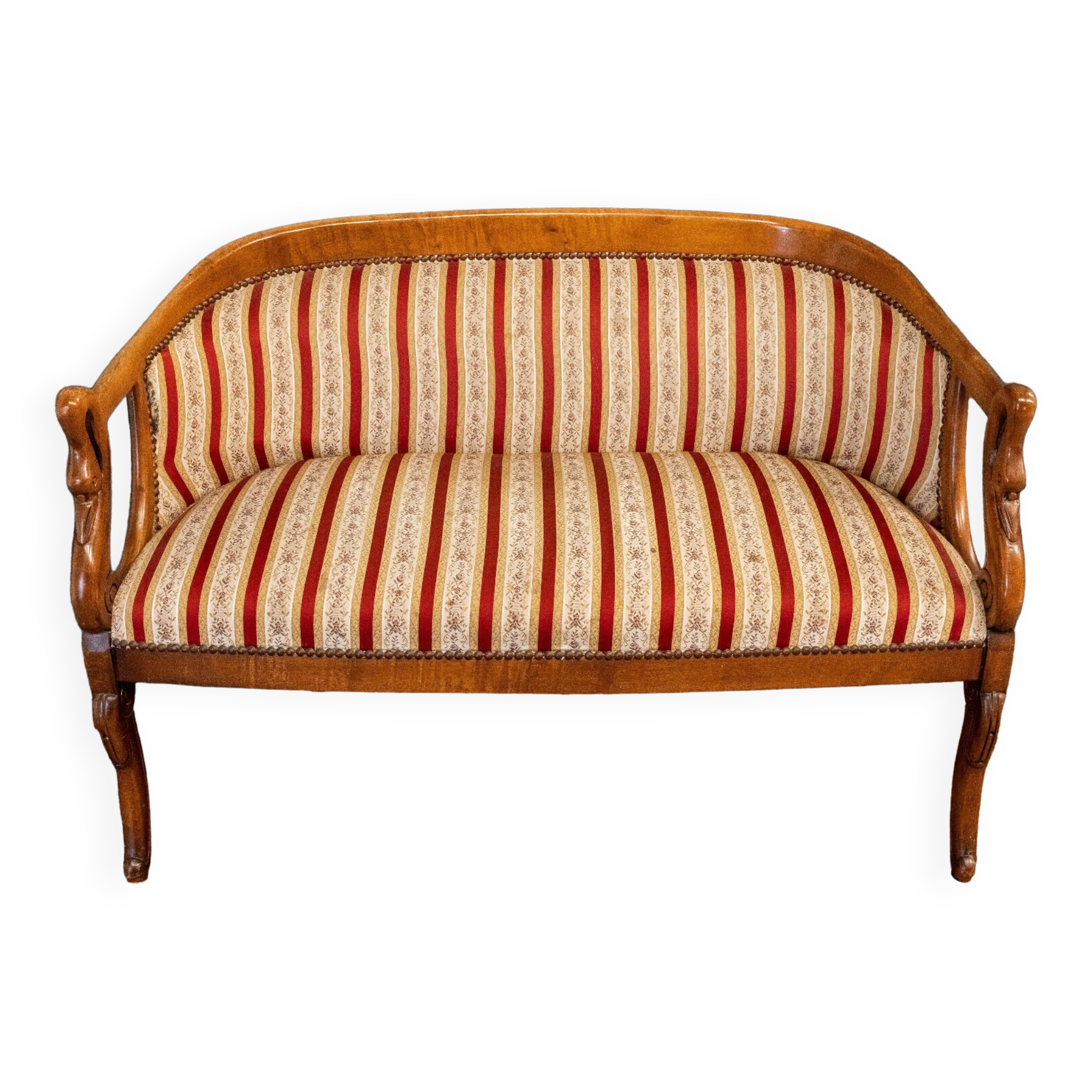 Blond mahogany sofa XXth décor gooseneck with butts