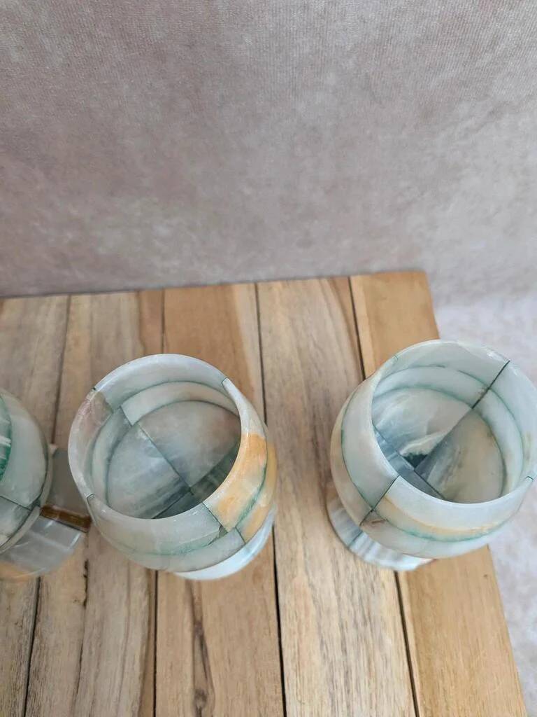 Set of 4 vintage onyx stemmed glasses