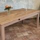 Solid oak farmhouse table "raw" 247x89, "chocolate oak" top