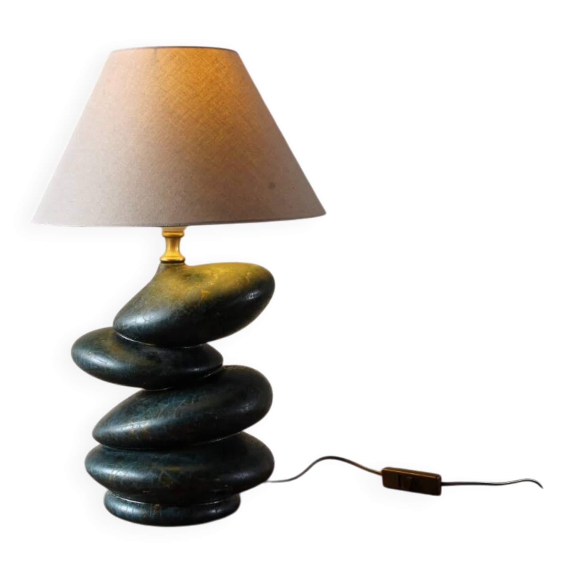Ceramic pebble lamp by François Chatain