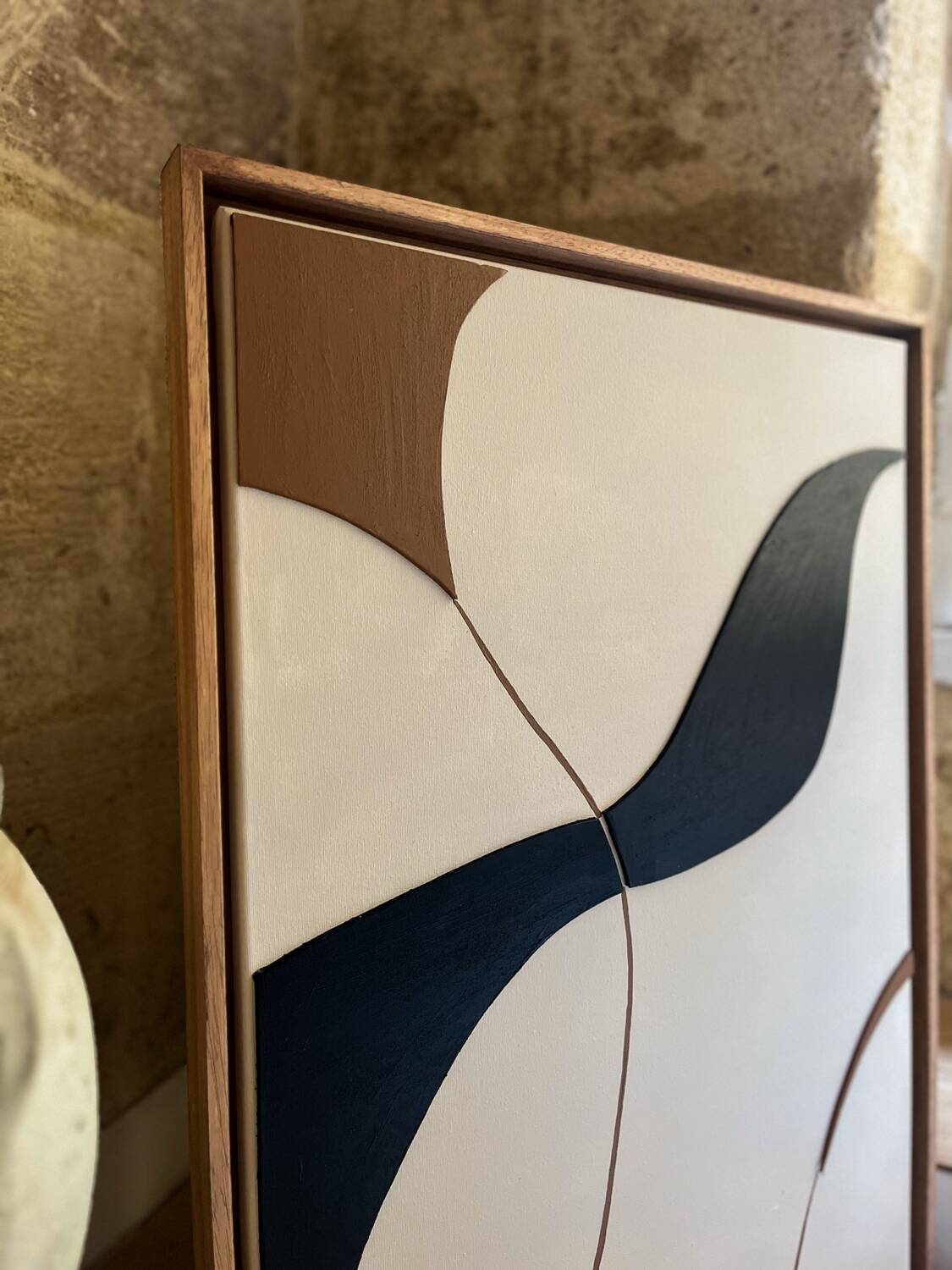 Black and brown relief painting