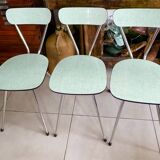 Set of 3 green Formica chairs